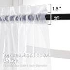 OVZME Sheer White Curtains 108" Inch Length 2 Panels Set, Light Filtering Soft Rod Pocket Voile White Drapes for Living Room/Bedroom, Each 42" W x 108" L
