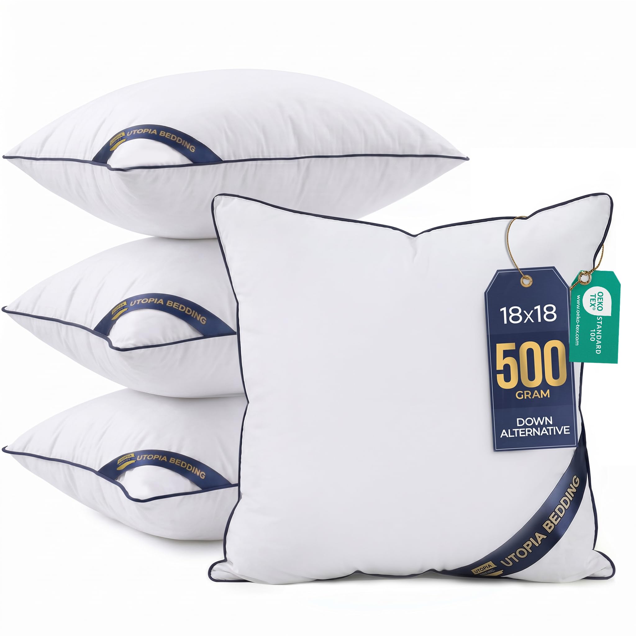 Utopia Bedding 18x18 Throw Pillow Inserts, Decorative Pillows, Pack of 4