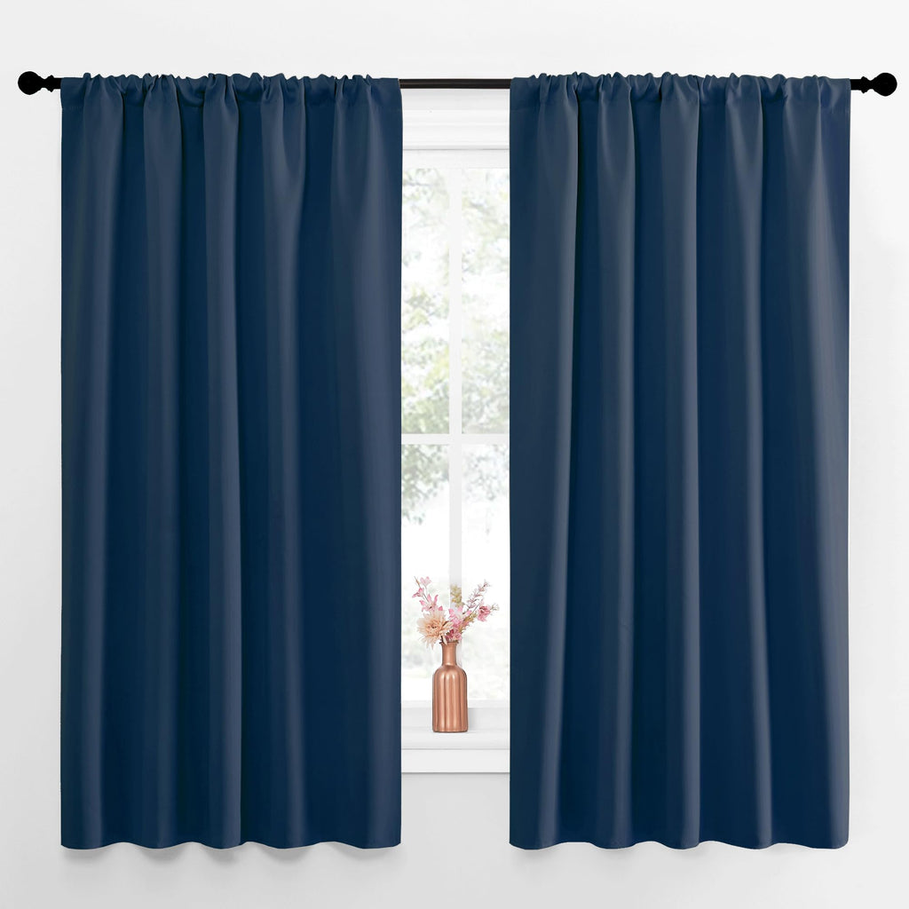 NICETOWN Blackout Curtains for Living Curtains, Moroccan Blue, Set of 2, 52 by 63 Inch, Window Treatment Blackout Curtain Panels, Home Decor Thermal Insulated Solid Drapes for Bedroom