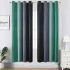 Estelar Textiler Black and Green Ombre Blackout Curtains for Living Room,Energy Efficient Room Darkening Drapes, Grommet Thermal Insulated Window Treatments for Bedroom,52Wx72L,2 Panels