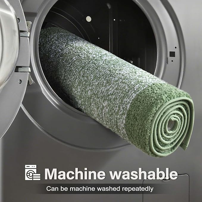 60x24 Long Bathroom Rugs Washable Non Slip, Green Bath Mat for Bathroom Floor Tub, Soft Absorbent Quick Dry Mats for Shower, Bathtub,Home Decor