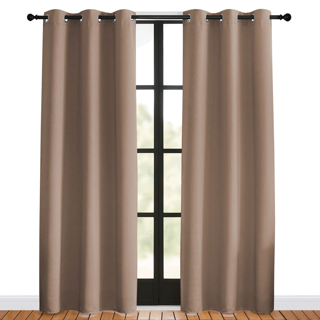 NICETOWN Window Draperies Blackout Curtain Panels, 1 Pair, 42 by 80 inches, Cappuccino, Window Treatment Thermal Insulated Solid Grommet Blackout Drapes for Bedroom