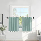 PONY DANCE Blackout Curtains Short - Bedroom Window Draperies Energy Efficient Thermal Insulated Back Tab/Rod Pocket Curtain Panels/Window Treatments for Kitchen, 42 W x 36 L, Mint Green, 2 Pieces