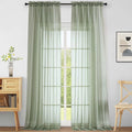 Extra Wide Sage Green Sheer Curtains for Windows 108 inches Long, Lightweight Light Filtering Soft Drapes for Living Room Bedroom, Dual Rod Pocket Sheer Curtains, 2x59Wx108L inches, 9FT, 2PCS