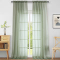 Ebesto Extra Wide Sage Green Sheer Curtains for Windows 108 inches Long, Lightweight Light Filtering Soft Drapes for Living Room Bedroom, Dual Rod Pocket Sheer Curtains, 2x59Wx108L inches, 9FT, 2PCS