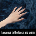 LOCHAS Soft Fluffy Faux Fur Rugs for Bedroom Bedside Rug 2x4 Ft, Light Navy