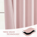 MIULEE Light Pink Back Tab Blackout Curtains 52x102 Inch Long 2 Panels Set