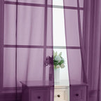 OVZME Plum Sheer Curtains 63 Inches Long 2 Panels - Soft Light Filtering Window Sheer Panels for Living Room/Bedroom, Top Dual Rod Pocket, 1 Pair, Each 42Wx63L Inches