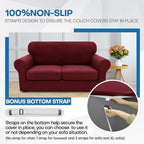 XINEAGE 2026 New 2 Pieces Chair Covers with Arms Super Stretch Chair Slipcover for Living Room Pet Dog Universal Slip Cover Anti Slip Armchair Furniture Protector (Wine Red), 31"-46"(1 Cushion)