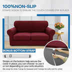 XINEAGE 2026 New 4 Pieces Couch Covers for 3 Cushion Couch Super Stretch Thick Soft Sofa Cover Anti Slip Sofa Slipcover Dogs Cats Furniture Protector (Wine Red, 71"-91")