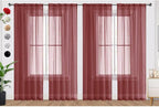 SpaceDresser Burgundy Sheer Curtains 4 Panels Rod Pocket Semi-Sheer Curtain 84 Inches Long Light Filtering Voile Window Drapes for Bedroom Living Room Kitchen, Each 52W x 84L