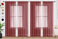 SpaceDresser Burgundy Sheer Curtains 4 Panels Rod Pocket Semi-Sheer Curtain 54 Inches Long Light Filtering Voile Window Drapes for Bedroom Living Room Kitchen, Each 52W x54L