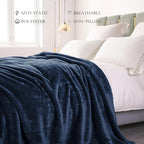 Exclusivo Mezcla Plush Fuzzy Fleece Bed Blanket King Size, Super Soft, Fluffy and Warm Blankets for Couch, Bed, All Season (Navy Blue, 90x104 inches)
