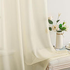 MIULEE 2 Panels Solid Color Light Cream Sheer Window Curtains Elegant Window Voile Panels/Drapes/Treatment for Bedroom Living Room (54 X 84 Inches Light Cream)