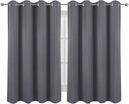 LEMOMO Grey Blackout Curtains/52 x 45 Inch/Set of 2 Panels Room Darkening Short Curtains