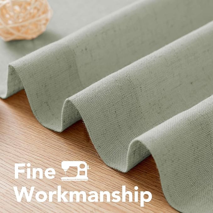 H.VERSAILTEX Grommet Privacy Linen Curtains - 2 Pieces - Total Size 104 Inch Wide (52 Inch Each Panel) - 96 Inch Long - Elegant, Light Filtering Panel Drapes for Bedroom (52" W x 96" L, Sage)