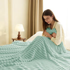 HIMEET Sage Green Throw Blanket for Couch, 300GSM Ribbed, 50 x 60 Inches