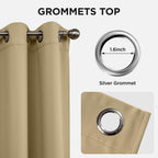 Joydeco Beige Blackout Curtains for Bedroom 63 Inch 2 Panels with Grommet