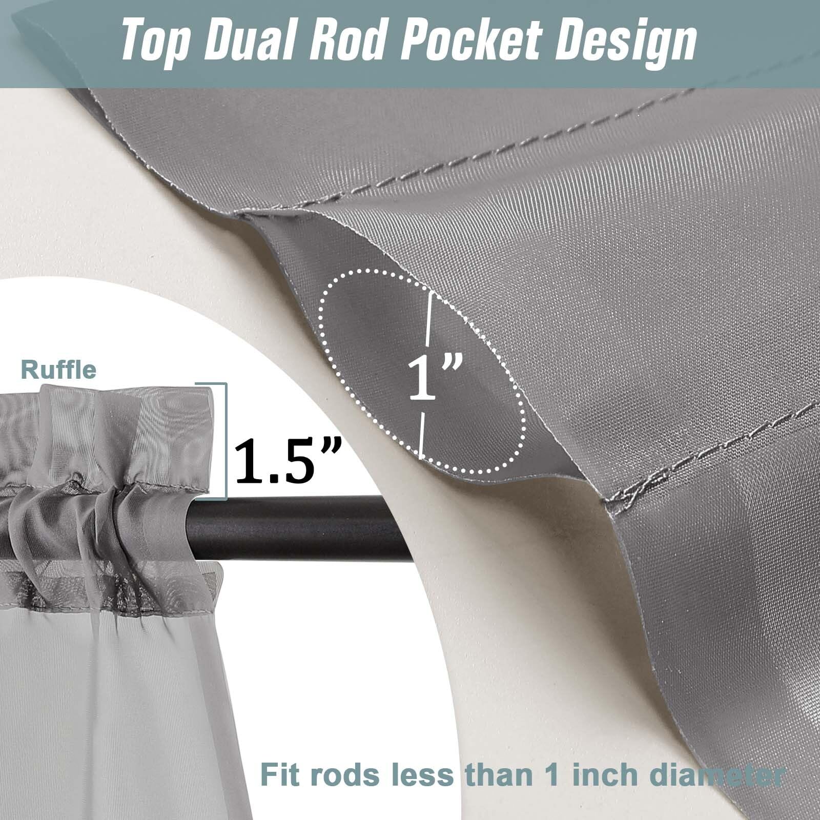 Ebesto Grey Sheer Curtains 90 Inches Long 2 Panels, Light Filtering Solid Sheer Curtains for Bedroom Living Room, Lightweight Soft Airy Sheer Drapes, Dual Rod Pocket, Charcoal Grey, 2x42Wx90L Inches