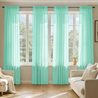 MIULEE Aqua Sheer Curtains 72 Inches Long, 4 Panels Set, Light Filtering Rod Pocket Voile Drapes for Living Room and Bedroom, Airy Soft Fabric Window Treatments, 42 x 72 Inches