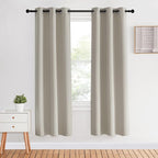 NICETOWN Blackout Curtains for Bedroom, Natural, 34 inches by 70 inches Long Curtains & Drapes for Living Room, Thermal Insulated Window Treatment Draperies for Nursery