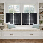 MIULEE 4 Panels Half Window Tier Black Sheer Curtains 42 x 30 Inches