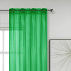 SpaceDresser Sheer Voile Window Treatment Rod Pocket Curtain Panels for Kitchen Bedroom Living Room Drapes Sunlight Filtering Privacy Semi Home Decor Assorted Colors Sizes (Green, 52 W x 84 L)