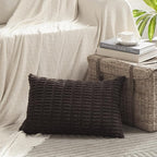 Fancy Homi 4 Packs Boho Dark Brown Decorative Throw Pillow Covers 12x20 Inch for Living Room Couch Bed Sofa, Rustic Modern Farmhouse Home Decor, Soft Plush Corduroy Cute Square Cushion Case 30x50 cm