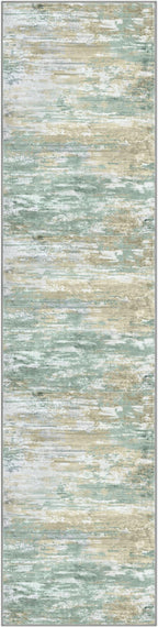 KOZYFLY Modern Abstract Hallway Runner Rug, 2x8 Kitchen Rugs Non-Slip Washable Soft Striped Runner Rugs, Print Light Green Yellow Carpet Runner for Entryway Bathroom Laundry Room Foyer
