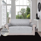 Easy-Going Reversible Loveseat Couch Cover for 2 Cushion Couch Sofa Cover for Dogs Water Resistant Furniture Protector with Foam Sticks Elastic Straps for Pet (Loveseat, Light Gray/Ivory)