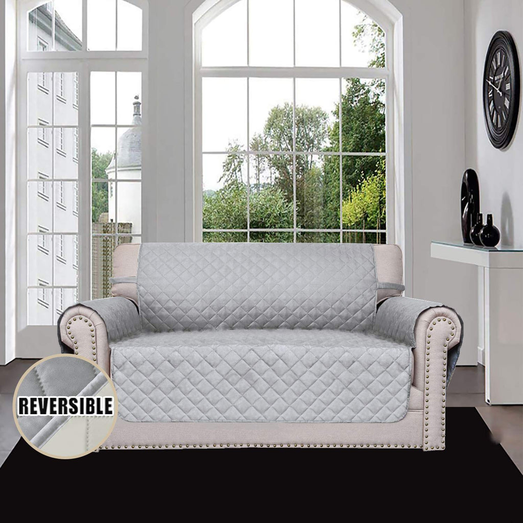 Easy-Going Reversible Couch Cover, 2 Cushion Sofa, Light Gray/Ivory