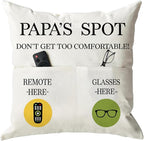 ONFAON Papa Gifts Throw Pillow Case, Papa's Spot Throw Pillow Covers 18 x 18 Inch,Birthday Christmas Thanksgiving Day Gifts for Papa Stepdad 2-Pocket