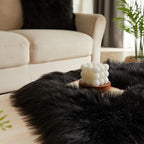 EasyJoy Ultra Soft Fluffy Shaggy Area Rug Faux Fur Rug Chair Cover Seat Pad Fuzzy Area Rug for Bedroom Floor Sofa Living Room (2 x 6 ft Sheepskin, Black)