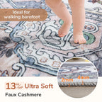OPPODREAM Soft Area Rugs 6', Persian-Inspired Washable Rug, Purple & Cream