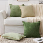 MIULEE Pack of 2 Christmas Pillow Covers 26x26 Inch Moss Green Farmhouse Decorative Throw Pillow Covers with Stitched Edge Soft Chenille Solid Dyed Couch Pillow Covers for Sofa Bed Living Room