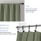 Simplebrand Ava Sage Green Blackout Curtains for Bedroom 96 Inches Long 2 Panels, Solid Thermal Insulated, Energy Saving Living Room Window Treatment Curtains Blackout Drapes, W40 x L96 Inch, Sage