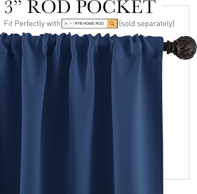 RYB HOME Short Blackout Privacy Curtains 30 inch Long for Bathroom Window