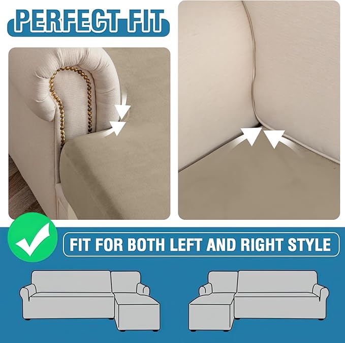 Couch Cover Stretch Velvet Sofa Cushion Cover 2-Piece - Elastic Washable Slipcover for Seat or Backrest, Couch Seat Covers for Sofas (Leather Brown)