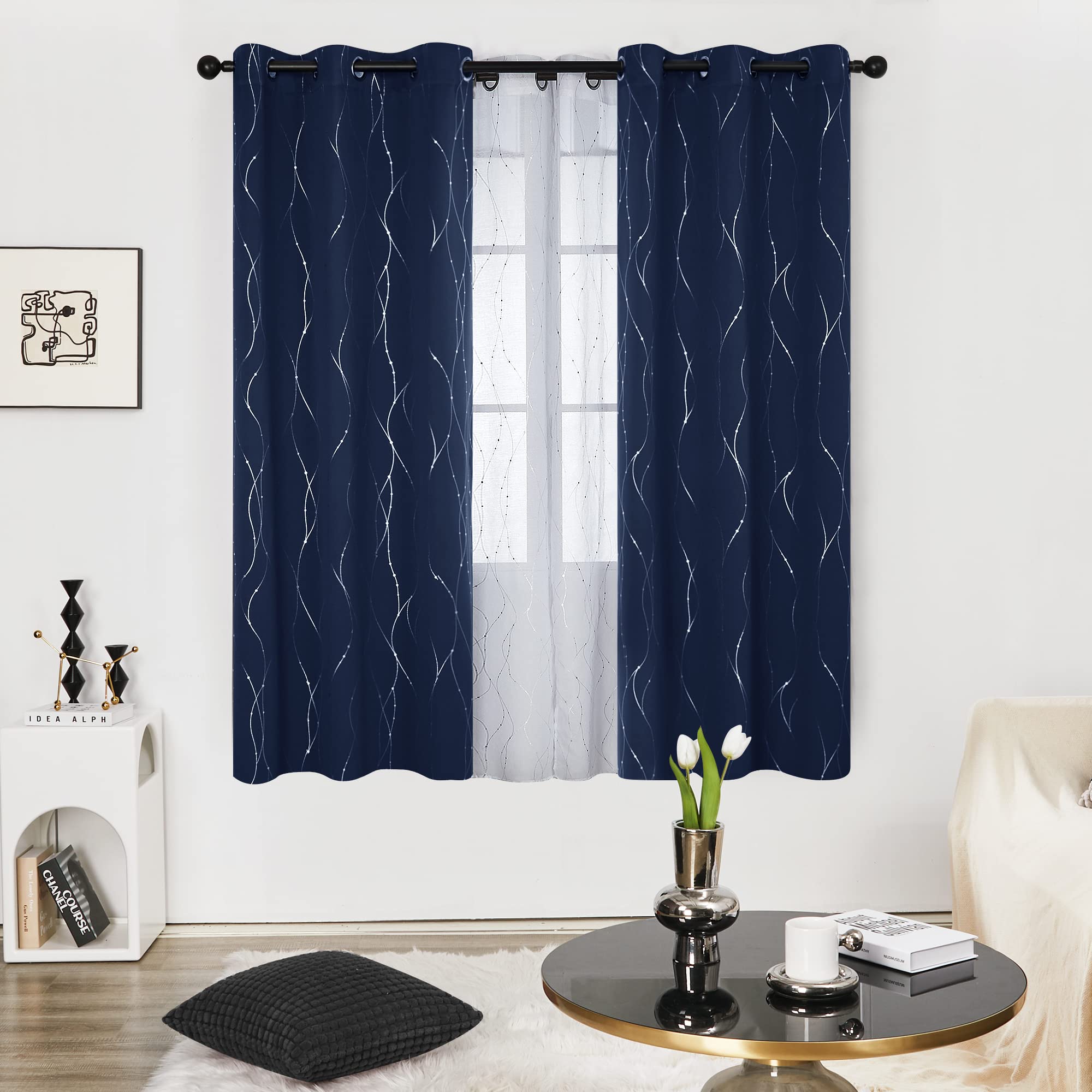 Deconovo Living Room Curtains 72 Inches Long, Blackout Curtains for Bedroom