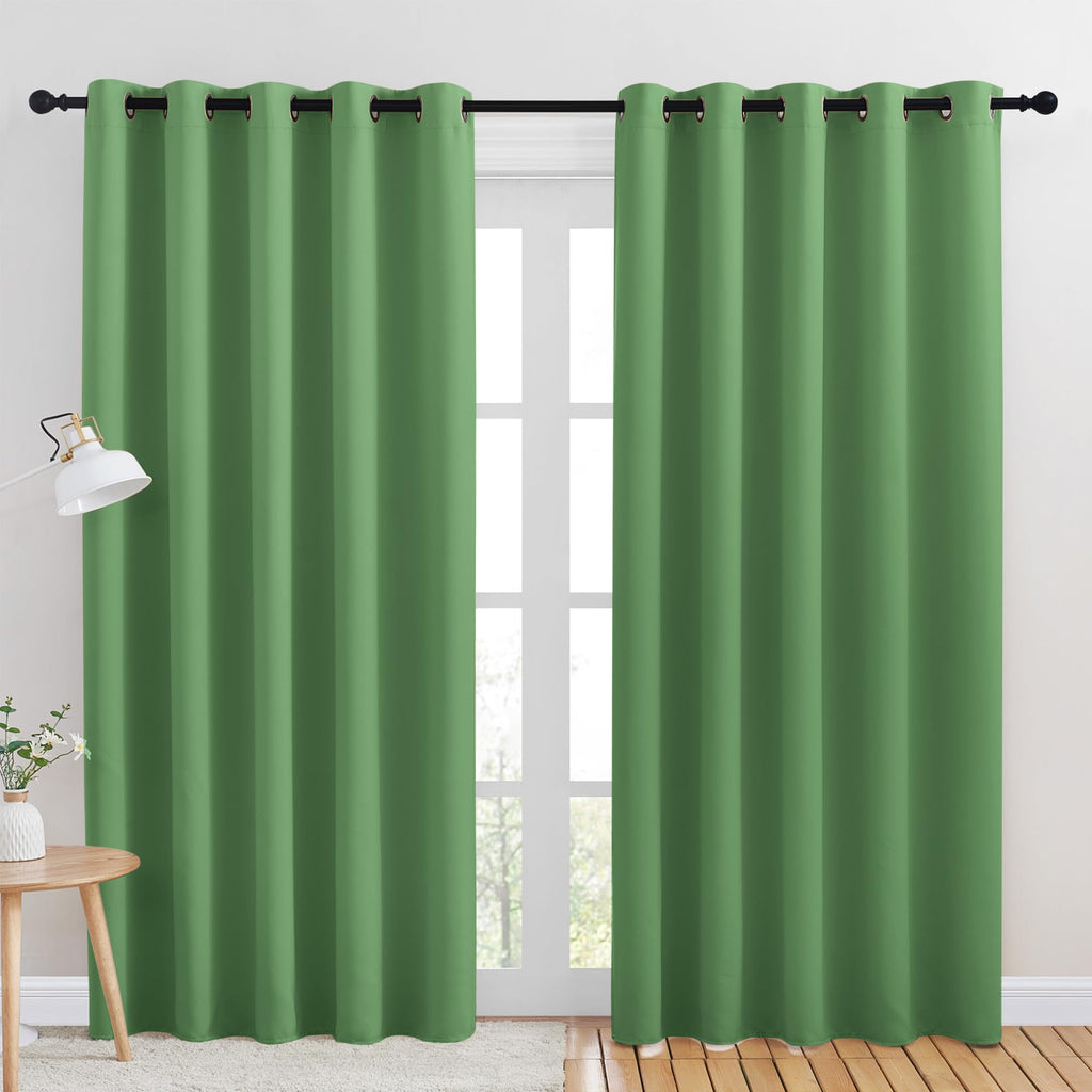 NICETOWN Blackout Draperies Curtains for Kids Room, Forest Green, Set of 2, 70 by 84 inches, Window Treatment Thermal Insulated Solid Grommet Blackout Drape Panels for Bedroom