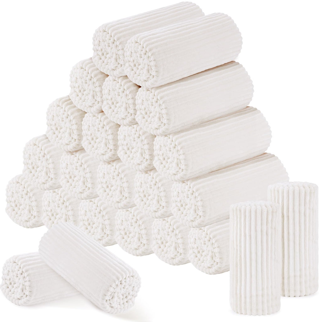 Buryeah 24 Pcs Flannel Throw Blanket Bulk 50 x 60 in Sleepover Blanket Outdoor Wedding Throw Lightweight, Oeko-tex Standard 100 Certified for Sofa Homeless Gifts (Cream White)