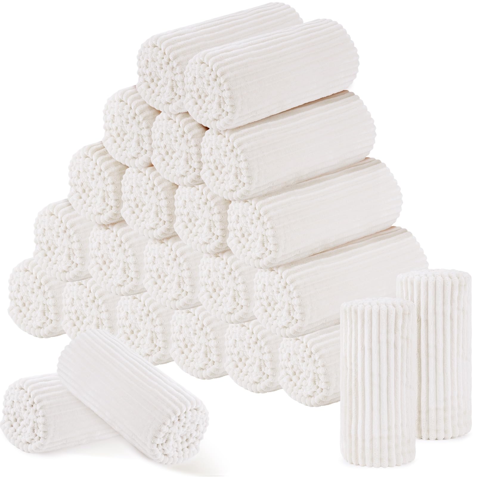 Buryeah 24 Pcs Flannel Throw Blanket Bulk 50 x 60 in Sleepover Blanket Outdoor Wedding Throw Lightweight, Oeko-tex Standard 100 Certified for Sofa Homeless Gifts (Cream White)