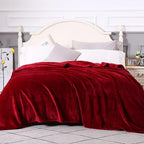 TASTHROW Large Flannel Fleece Throw Blanket, 90×108 Inch - Cozy Lightweight Thick Blanket - All Seasons Suitable for Women, Men and Kids (Burgundy)