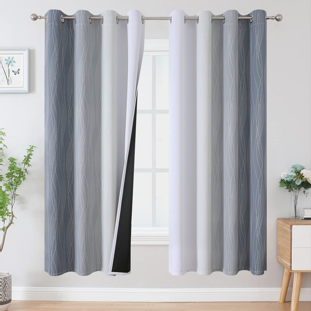 Estelar Textiler Red and Black Ombre Blackout Bedroom Curtains 72 Inch Long