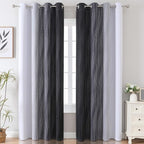 Estelar Textiler Thermal Insulated Blackout Curtains for Bedroom, Ombre Black and Greyish White Blackout Drapes for Living Room, Gradient Full Light Blocking Energy Saving Curtains, 52Wx84L, 2 Panels