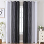 Black and Greyish White Ombre Blackout Curtains for Bedroom 52x96 Inch Long