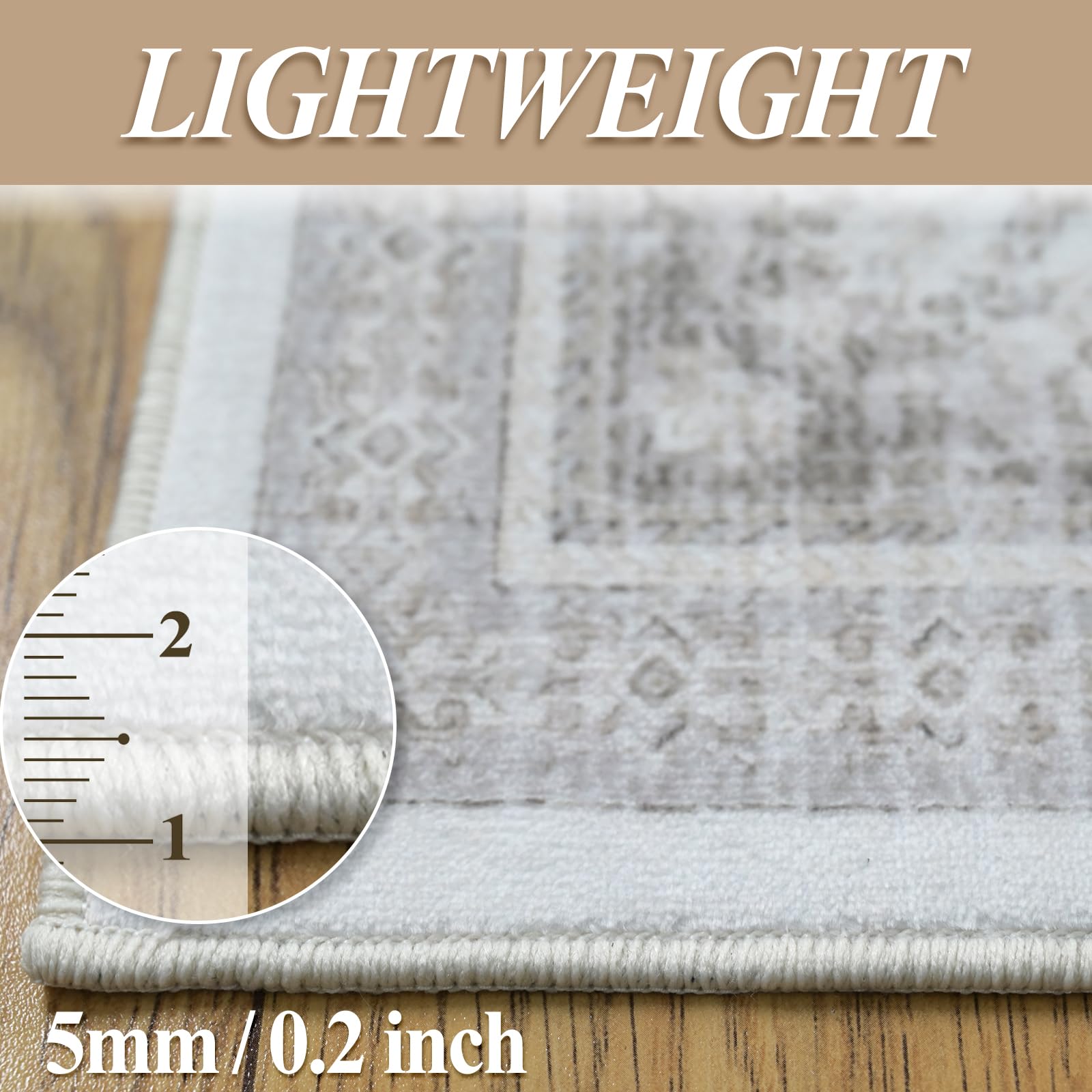 8x10 Rug Cream & Grey Foldable Area Rugs Distressed Pattern Carpet
