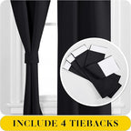 NICETOWN Black Blackout Curtains with Attached Valance, Solid Room Darkening Window Treatment Drapes/Draperies for Bedroom (2 PCs, 52 inches Wide by 45 inches Long)