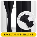 NICETOWN Black Blackout Curtains with Attached Valance, Solid Room Darkening Window Treatment Drapes/Draperies for Bedroom (2 PCs, 52 inches Wide by 45 inches Long)