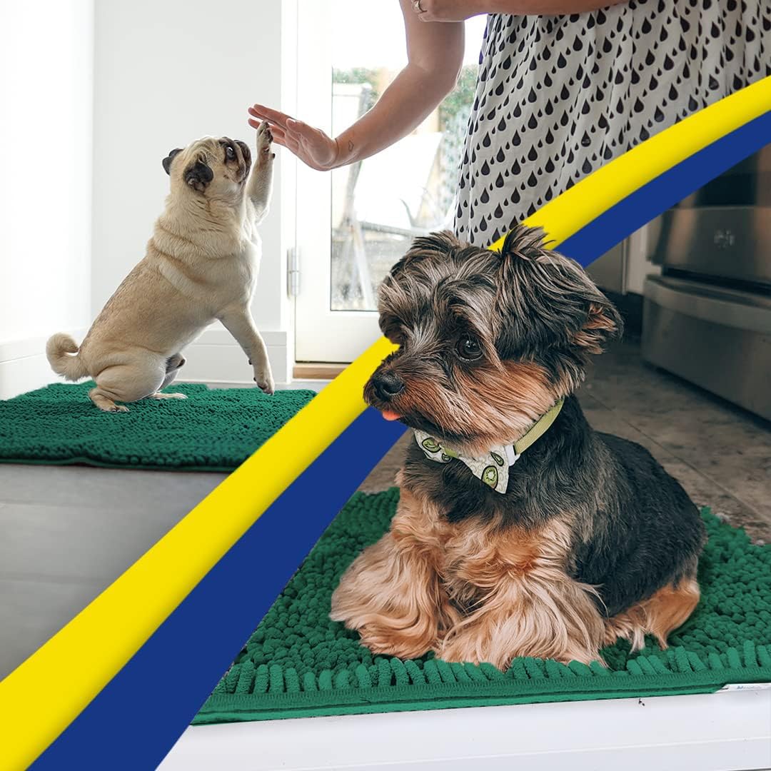 Muddy Mat® | Super Water Absorbent Door Mat Indoor,Microfiber Quick Dry Chenille Entryway Rug,Slip Resistant Front Door Mat,Indoor Mats for Entryway,Machine Washable Pet Rug,Dark Green Runner 24"X60"